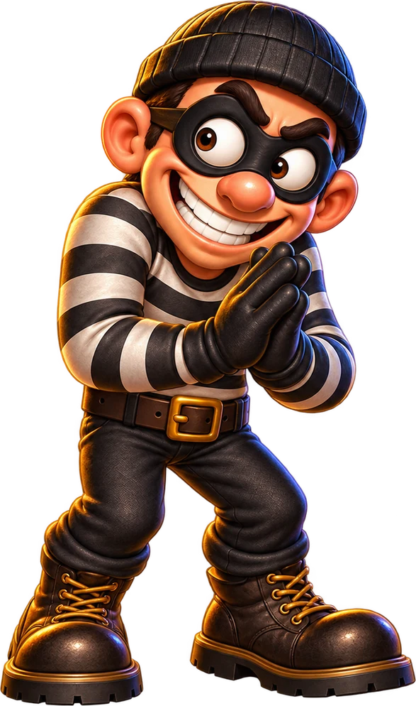 The Crack & Grab robber rubbing his hands
